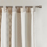 Geo Print Chenille Window Curtain, Ivory