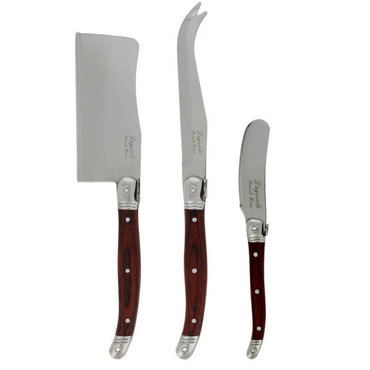 French Home Laguiole Cheese Knife Set, 3 Piece, Pakkawood