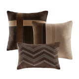 Palizzate Suede 7PC Comforter/6PC Duvet Cover Set, Brown