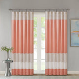 Faux Silk Color Block Window Pintuck Curtain, Coral