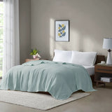 Wholesale Modern Solid Freshspun Cotton Blanket, Blue
