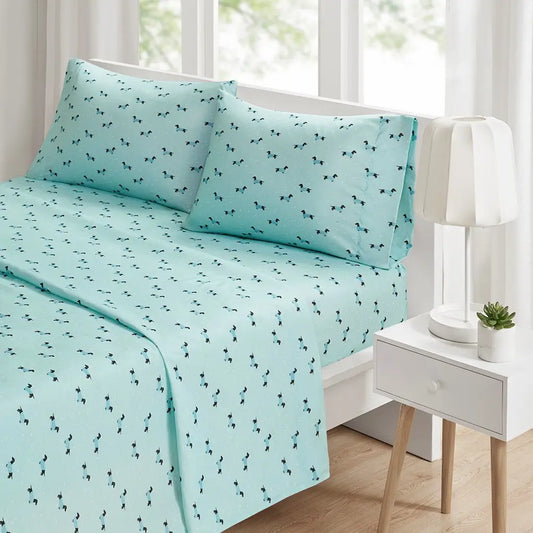 Wholesale Aqua Dogs Blue 4-Piece Sheet Set [OEKO-TEX Certified]