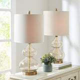 [Set of 2] Clear Glass Base Table Lamps, Gold Glass