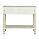 26"H Large Turned Wood Spindle Nightstand, Antique Cream