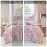 Gold Metallic Printed Plush Comforter Set, Pink