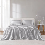 4 Piece Wrinkle-Free Satin Luxury Sheet Set, Light Grey