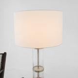 Echo Brushed Nickel Table Lamp with On/Off Switch Clear Glass Body  Metal Base