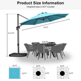 PURPLE LEAF Durable Patio Outdoor Umbrella Aluminum Round Cantilever Sun Yard Umbrellas For Pool, Deck