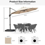 PURPLE LEAF Durable Patio Outdoor Umbrella Aluminum Round Cantilever Sun Yard Umbrellas For Pool, Deck
