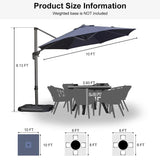 PURPLE LEAF Durable Patio Outdoor Umbrella Aluminum Round Cantilever Sun Yard Umbrellas For Pool, Deck