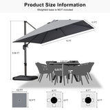 PURPLE LEAF Patio Outdoor Large Umbrella Square and Rectangular Cantilever Yard Sun Umbrellas