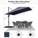 PURPLE LEAF Patio Outdoor Large Umbrella Square and Rectangular Cantilever Yard Sun Umbrellas