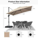 PURPLE LEAF Patio Outdoor Large Umbrella Square and Rectangular Cantilever Yard Sun Umbrellas