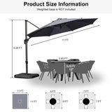 PURPLE LEAF Durable Patio Outdoor Umbrella Aluminum Round Cantilever Sun Yard Umbrellas For Pool, Deck