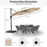 PURPLE LEAF Durable Patio Outdoor Umbrella Aluminum Round Cantilever Sun Yard Umbrellas For Pool, Deck
