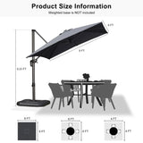 PURPLE LEAF Patio Outdoor Large Umbrella Square and Rectangular Cantilever Yard Sun Umbrellas