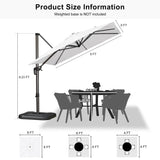 PURPLE LEAF Patio Outdoor Large Umbrella Square and Rectangular Cantilever Yard Sun Umbrellas