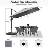 PURPLE LEAF Patio Outdoor Large Umbrella Square and Rectangular Cantilever Yard Sun Umbrellas