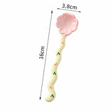Cute Ceramic Clover Long Handle Coffee Spoon