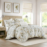 5 Piece 300TC Cotton Sateen Floral Print Duvet Set