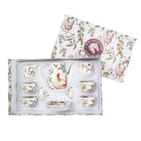 Multi-Color 11 Piece Bone China Tea Set with Giftbox