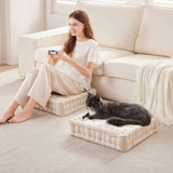 Square Large Pillow Seating Floor Cushion, Ivory