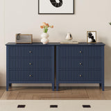 Fluted 32 Inch Wide Nightstand For Bedroom, Large Nightstand
