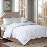 Silky-Soft Wool-Filled Quilted Bedding Blanket, White