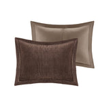 7 Piece Micro Corduroy Comforter Set, Brown