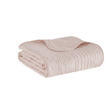Oversized Quilted Scallope Edge Throw Blanket, Blush
