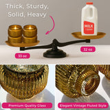 Gold Fluted Glass Taper Candle Holders Set of 4