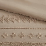 Chenille Tufted Jacquard Oversized Comforter Set, Tan
