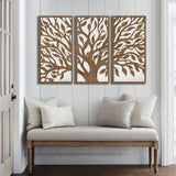 Two-Tone Wood Panel Tree of Life Wall Decor Set