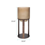 Bronze Bungoma Glass Candle Hurricane in Metal Stand- Short