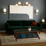 Mid-Century Tempered Glass Top Morocco Brown Coffee Table