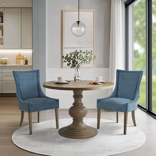 [Set of 2] Armless Ultra Upholstered Dining Chairs, Blue *