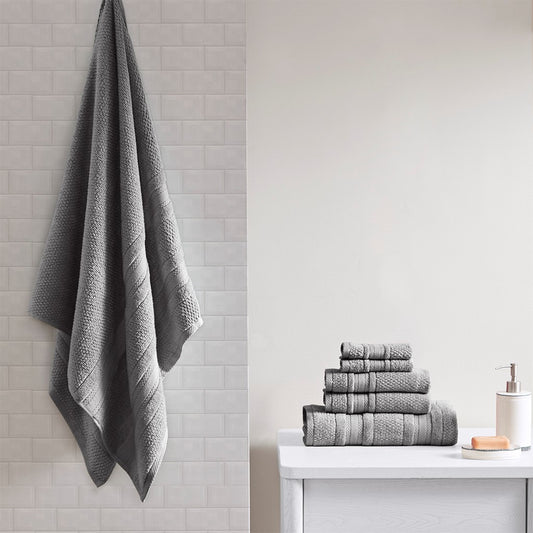 Lightweight 6-Piece Bath Towel Set [Certified], Dark Grey