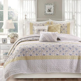 Wholesale 6 Piece Cotton Percale Quilt Set with Throw Pillows, Yellow