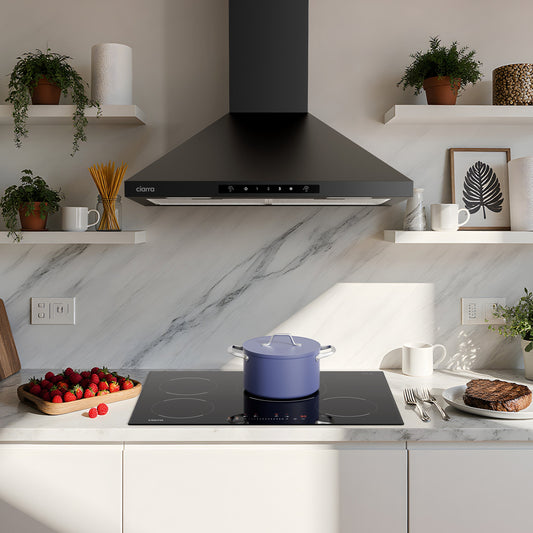 CIARRA 30 Inch Wall Mount Range Hood with Wave Gesture Control, 650 CFM Powerful Ventilation, Touch Control, LED Lighting CAB75206-N-OW