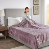 Heated Microlight Plush Electric Bedding Blanket, Lavender