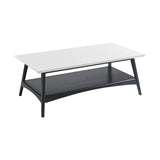 Mid-Century Rectangle Wood Coffee Table with Shelf, Black
