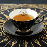 Witchy Crystal Ball Black Gold Tea Cup & Saucer