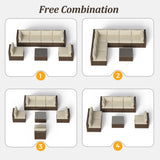 7-Piece Modular Outdoor Sectional Wicker Patio Furniture Set