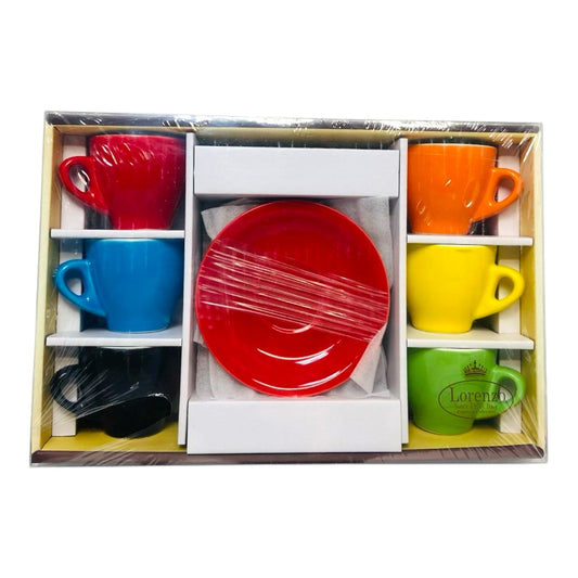 Multicolor Espresso Cups & Saucers Set for 6