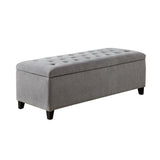 Button Tufted Modern Upholstered Storage Bench Ottoman, Grey