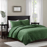 Velvet 3-Piece Quilt Set, Green