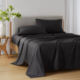 4-Piece 144TC 100% Cotton Solid Sheet Set, Black