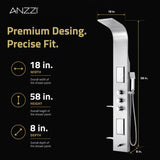 FIELD Series 58 in. 2-Jetted Full Body Shower Panel System with Heavy Rain Shower and Spray Wand in Brushed Steel