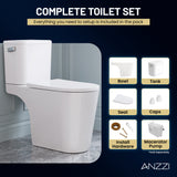 ANZZI Nesso 1.6 GPF Upflush Macerating Toilet System, Comfort Height, Soft-Close Lid, Powerful 0.8 HP Pump (26 ft Vertical / 197 ft Horizontal), Multi-Fixture Capacity, White