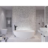 Fiume 5.6 ft. Man-Made Stone Center Drain Freestanding Bathtub in Matte White